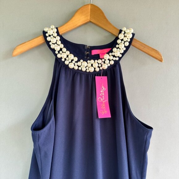 NWT LILLY PULITZER SIZE LARGE SHAWN MAXI DRESS *TRUE NAVY* EMBELLISHED - Picture 6 of 16